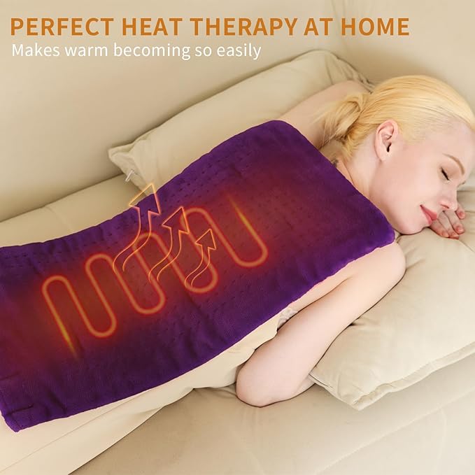 Heating Pad for Neck and Shoulders and Back,Weighted Shoulder Heating Pad for Pain Relief with Dry&Moist Heat Therapy, Auto-Off, 9ft Extra Long Wire,Gifts for Mom Women,Dark Blue, 17"*33" Purple