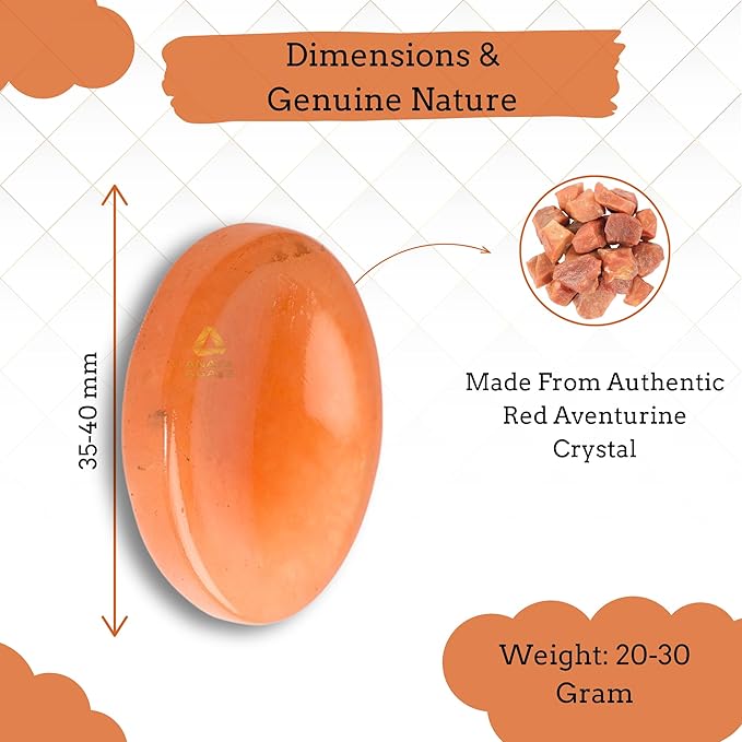 Red Aventurine Worry Stones – Crystal Thumb Worry Stone for Anxiety, Stress – Relaxing and Soothing Balance Stones for Meditation, Stress Relief – Healing Stones and Crystals for Men and Women