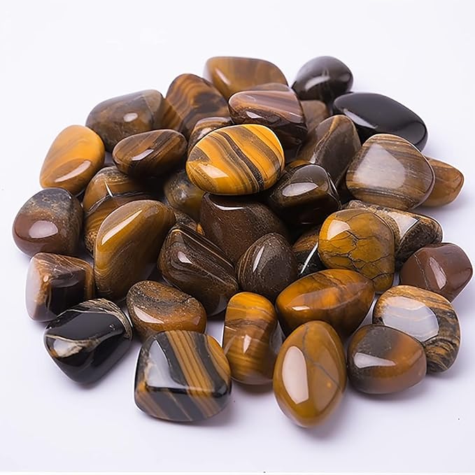 Polished Tigers Eye Crystals - 72 Pcs, 0.5" 10 oz Handpicked Natural Tumbled Gemstones Rocks, Pebbles for Reiki, Chakra, Healing Home Decor