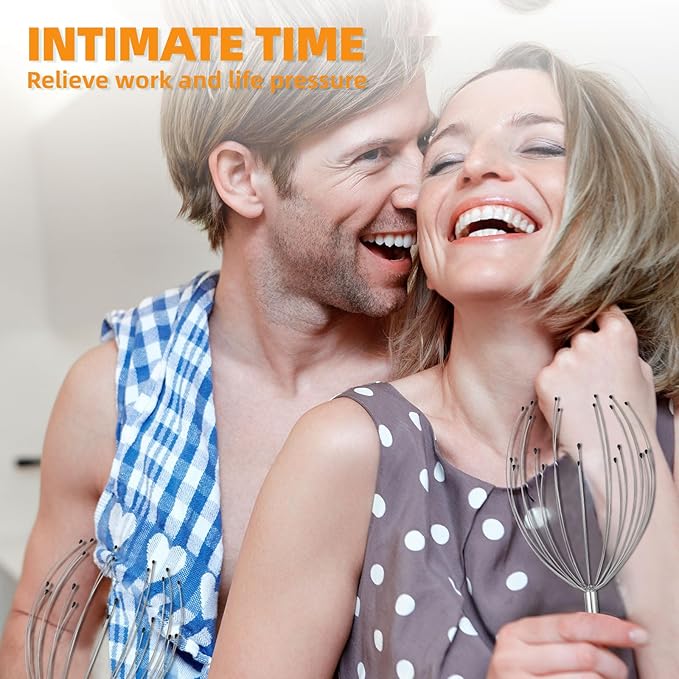 YEZY Head Massager 20 Fingers Head Scratcher Scalp Massager, Back Scratcher, Stocking Stuffers for Scalp Massage Back Massage (Silvery)