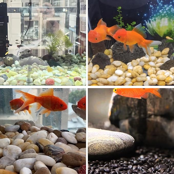 Rocks for Plant 2lbs, Yellow River Rocks 1-2 Inch Natural Pebbles for Indoor Plants, High Polished Decorative Stones Vase Filler Fish Tank Aquariums Landscaping Garden