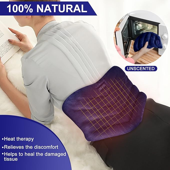 REVIX Microwavable Heating Pad for Back, Extra Large Microwave Heating Wrap for Waist, Stomach, and Shoulder, Moist Heat Pad
