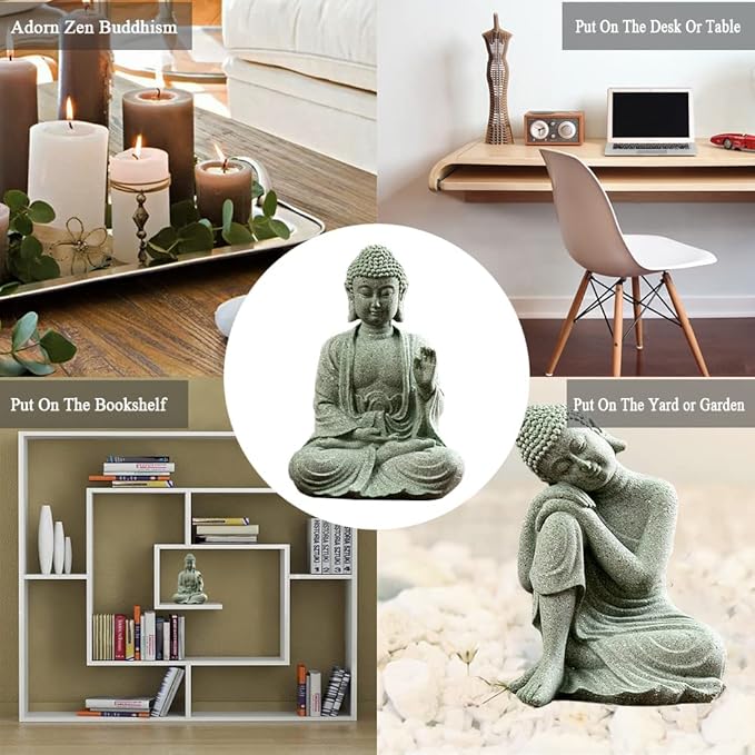 fazhongfa Mini Buddha Statue 4.7 Inch Natural Stone Handmade Buddha Sculptures Creative Zen Garden Aquarium Fish Tank Decorations Home Decor to Friend Family Mom Father as Gift (Meditation)