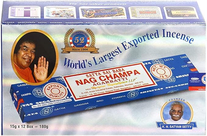 Nag Champa Incense Sticks 15g x 12 and Incense Stick Holder Bundle