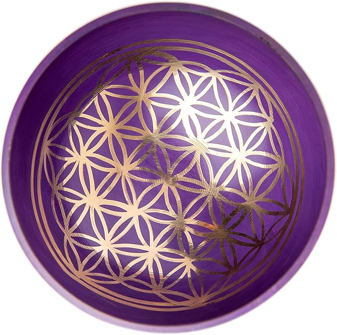 Tibetan Singing Bowl Set - Authentic Handcrafted Mindfulness Meditation Holistic Sound 7 Chakra Healing Gift by Himalayan Bazaar (Purple-Magenta)
