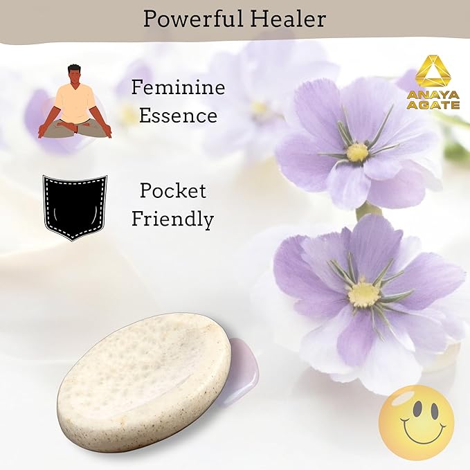 Scolecite Worry Stones – Crystal Thumb Worry Stone for Anguish, Stress – Relaxing & Soothing Balance Stones for Meditation, Relief – Healing Stones & Crystals for Men & Women