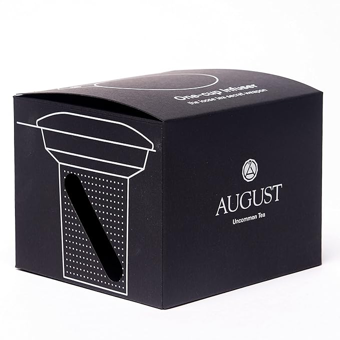 August Uncommon Holiday Tea Infuser – 18/8 Stainless Steel Mesh Strainer with Silicone Lid – Extra Fine BPA-Free Loose Leaf Tea Filter – Fits Most Mugs and Teapots (L 4.25" x W 4.125" x H 3.5")