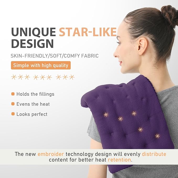 UNCN Wide Microwave Heating pad with Washable Cover 9.5 x 16in Microwavable Hot Pad for Neck Shoulder, Cramps, Back Cordless Warm Compress Weighted Moist Heat Pack for Aches, Unscented