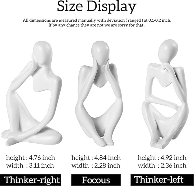 Thinker Statues and Sculptures,Sandstone Resin Thinker Statue Ornaments, Abstract Style Sculptures, Housewarming Gifts, Home Decorations, Living Room Desk Decor (White)