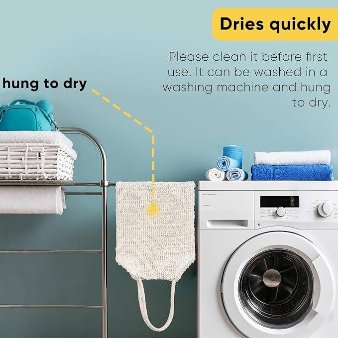 Natural Sisal & Ramie Exfoliating Body Scrubber for Shower with Handle(3 pcs) - Deep Cleanse Back Scrubber, Scrub Spa Tool for Glowing Skin & Whole Body Care (3pcs)