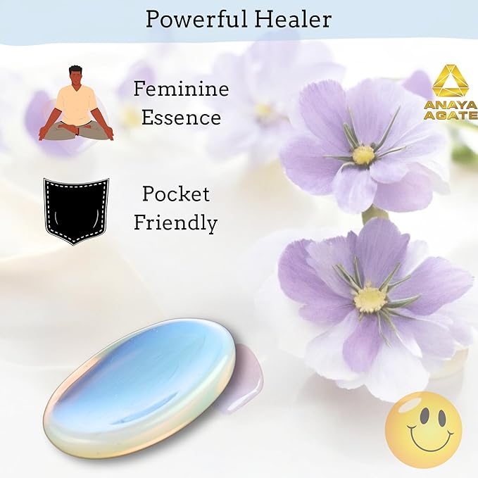 Opalite Worry Stones – Crystal Thumb Worry Stones for Anxiety, Stress – Relaxing and Soothing Balance Stones for Meditation, Stress Relief – Healing Stones and Crystals for Men and Women