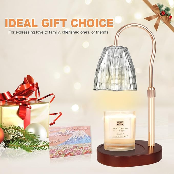 Candle Warmer Lamp with Timer & Dimmer, Candle Warmer Height Adjustable, Fits All Jar Scented Candles, Candle Lamp with 3 Bulbs, Charming Gift for Home Decor
