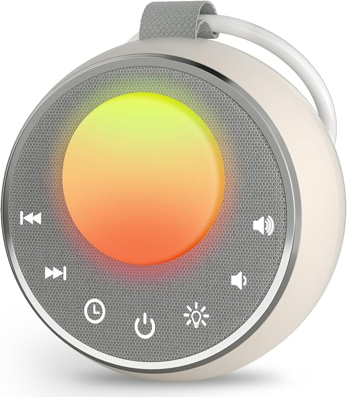 Peakeep White Noise Portable Sound Machine Sleeping Light for Adults Baby, Loud Clear Speaker, 25 Hours Continuous Audio 27 Noise Fan Nature No-looping Sounds, 30 Volume, Battery Operated