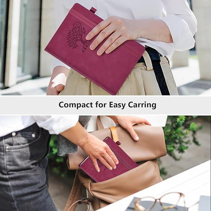 Lined Journal Notebook for Men & Women, 160 Pages College Ruled Journal for Writing, A5 Hardcover Leather Notebooks for Work, School, Business, Travel, Daily Diary 5.9" x 8.5" - Burgundy