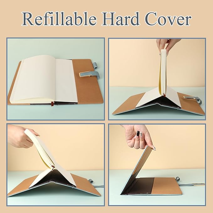 Fanery Sue Refillable Adventure Travel Journal For Women & Men Faux Leather Hardcover A5 Travel Notebook College Ruled 200 Lined Pages Lay-Flat Diary With Pen & Magnetic Buckle(Adventure - Blue