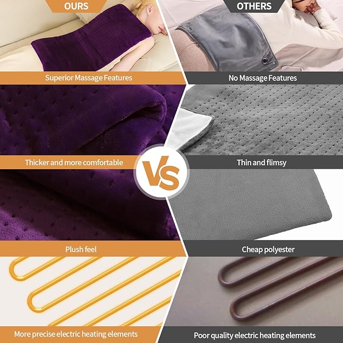 Heating Pad for Neck and Shoulders and Back,Weighted Shoulder Heating Pad for Pain Relief with Dry&Moist Heat Therapy, Auto-Off, 9ft Extra Long Wire,Gifts for Mom Women,Dark Blue, 17"*33" Purple