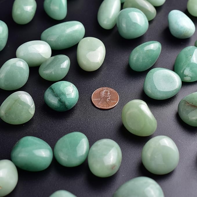 Polished Stone Set Aventurine Crystals, 0.8" Handpicked Tumbled Gemstones Rocks, Pebbles for Reiki, Chakra, Healing, Home Decor