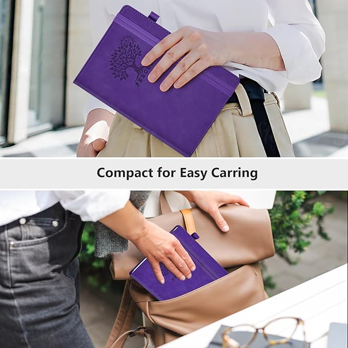 Dotted Journal Notebook for Men & Women, 160 Pages Dot Grid notebook for Note Taking, Bullet Journaling Notebook for Work, School, Travel, Writing, A5 Hardcover 5.9" x 8.5"(Purple)