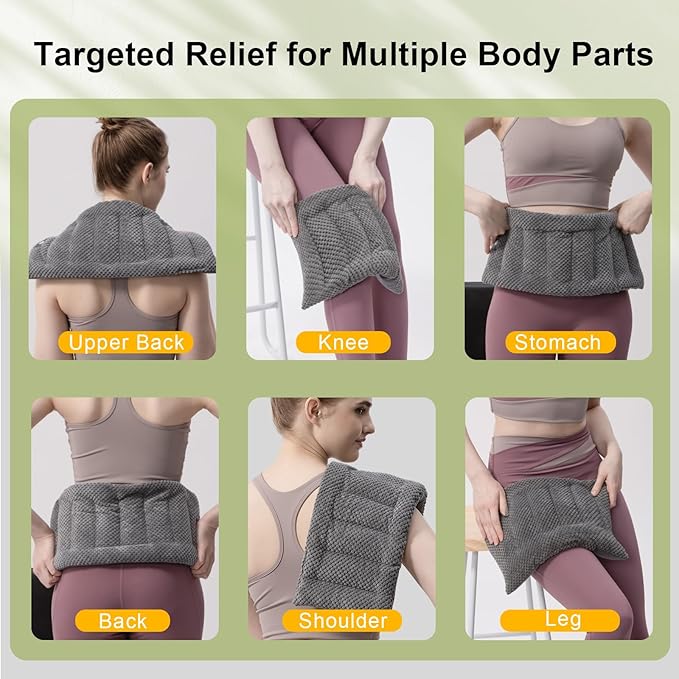 Weighted Microwave Heating Pad (1.8 lbs), 16x7 Inch Microwavable HotPack for Muscle Pain Relief Soothes Aches in Shoulders, Lower Back & Abdomen, Moist Heat Therapy Reusable