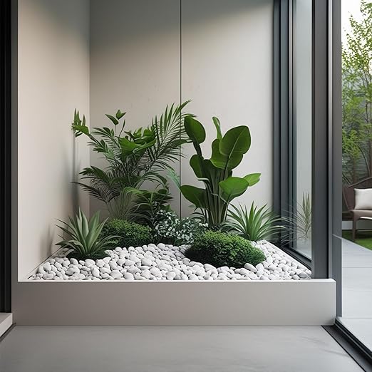 White Rocks for Plants, 1-2 Inch Pebbles for Indoor Plants, 2 lbs River Rocks Decorative White Stones, Ideal for Fish Tank, Vases, Crafting, Home Decor and Garden Landscaping Rocks