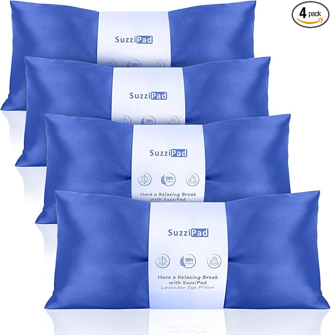 SuzziPad Lavender Eye Pillows for Relaxation with Aromatherapy, Weighted Eye Mask for Sleeping, Meditation, Hot & Cold Eye Compress for Dry Eyes, Relaxation Options for Women, Yoga Eye Pillow, 4 Pack