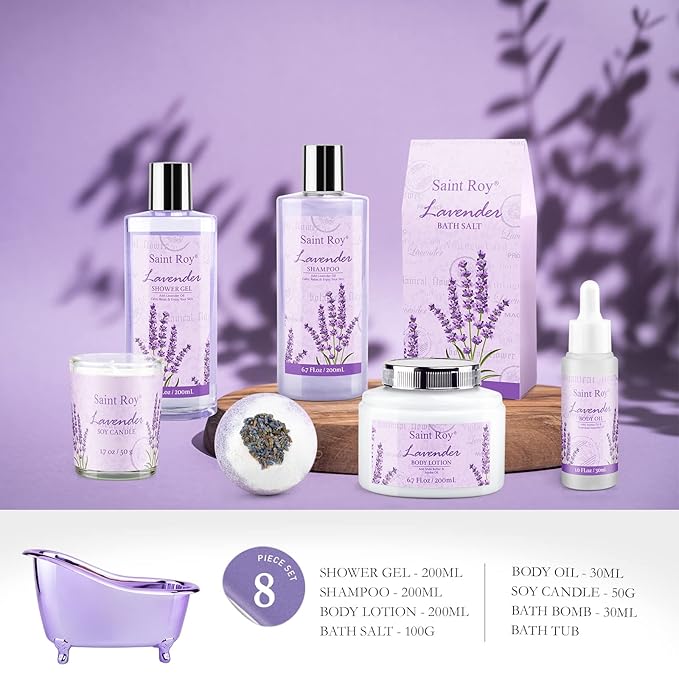 Lavender scented gifts for mom Spa Gift Baskets for Woman - spa baskets for women gift Lavender Gifts for Women, Bath Set, Christmas Gifts for Women, Home Spa Kit Gifts for Her, Mothers Day