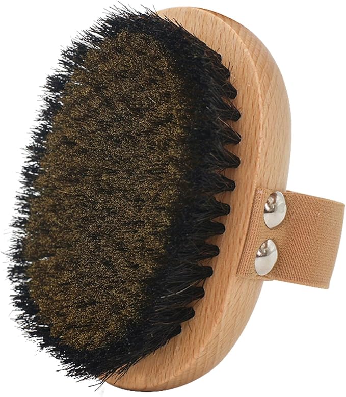 OWIIZI Copper Dry Brushing Body Brush with Ion Charged Copper Soft Bristles Antiskid Wooden Exfoliator Massage Body Scrubber