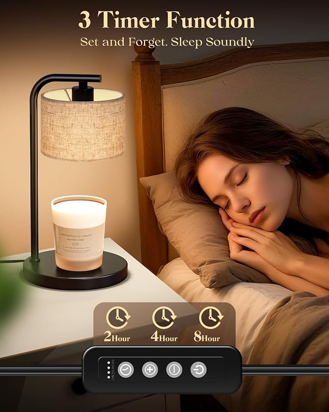 Candle Warmer Lamp with Timer: Dimmable Candle Lamp Warmer for Jar Candles - Birthday House Warming Gift for Women Mom Her - New Home Decor for Bedroom Office Kitchen with 2 Bulbs