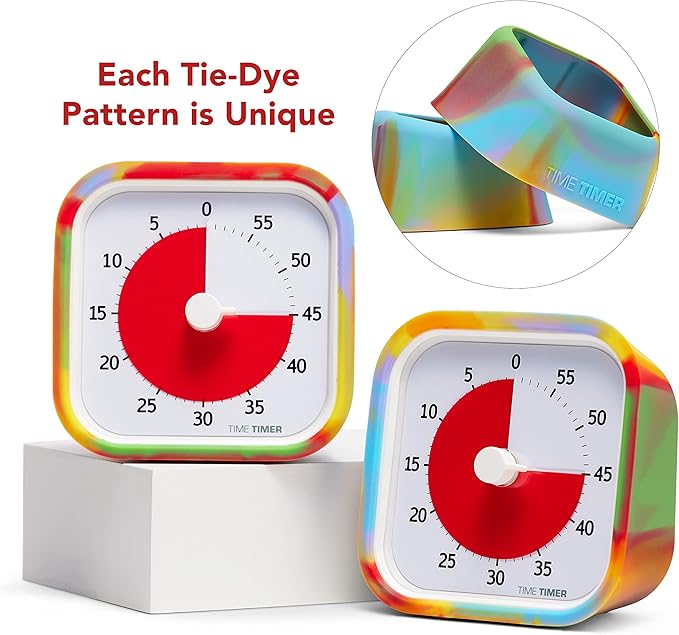 Time Timer MOD Tie Dye — Special Edition — Visual Timer for Kids Classroom Learning, Elementary Teachers Desk Clock, Homeschool Study Tool and Office Meetings with Silent Operation (Tie Dye)