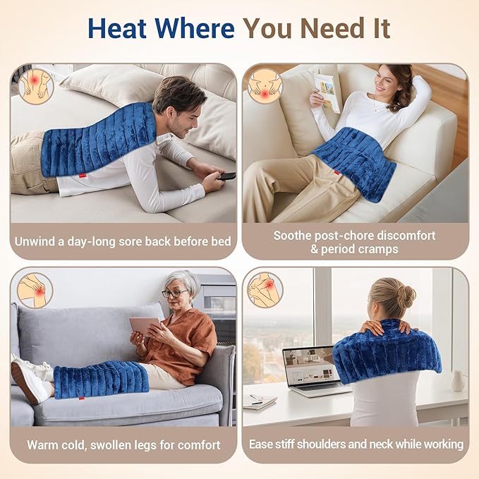 Comfytemp Large Microwave Heating Pad for Back, Neck Shoulders, FSA Eligible, 12"x22" 3.6 LB Microwavable Moist Heating Pads for Period Cramps, Warm Compress Relaxation Comfort Gifts for Women Elderly