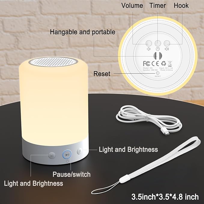 Kipcush Night Light White Noise Sound Machine, Max 8H Timer, 20 Soothing Sleep Sounds. Portable Design for Bedroom, Office, Nursery, Travel, Up to 8 Hours Battery Life