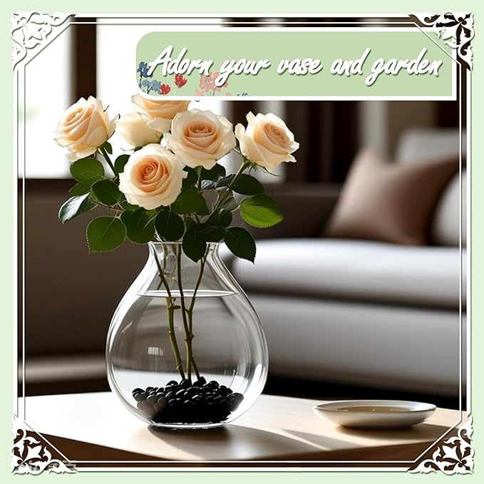 20lbs Natural River Rocks, High-Polished Pebbles for Plants Garden, 1-2 inch Decorative Stones, Ideal for Fish Tank, Vases, Crafting, Home Decor and Garden Landscaping Rocks,Black