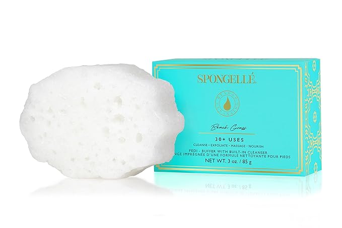 SPONGELLÉ Pedi-Buffer - Cleanse, Exfoliate & Polish Feet - Beach Grass
