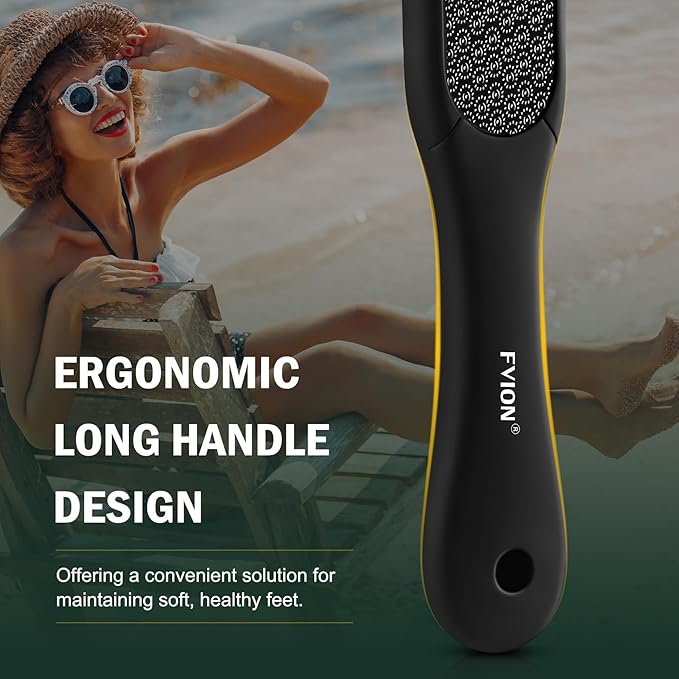 FVION Double-Sided Nano Glass Foot File for Callus Remover - Highly Effective Hard and Dead Skin Remover for Cracked Heels and Dry Skin (Black)