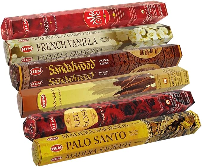 Hem Incense Sticks Variety Pack #22 and Incense Stick Holder Bundle with 6 Most Desired Fragrances