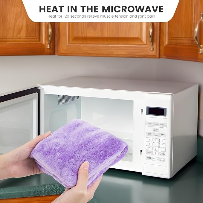 Microwave Heating Pad with Washable Cover, 6.5 X 12“ Microwavable Heating Pads for Neck and Shoulders and Back, Warm Compress for Knee, Muscles, Joints, Wrist, Abdomen (Purple)
