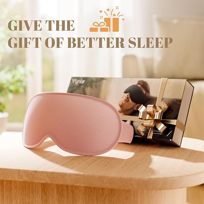 Sleep Mask for Women Men - 100% Blackout Eye Masks for Sleep, Lash Extensions 3D Contoured Sleeping Mask, Soft Adjustable Light Blocking Eye Cover Blindfold for Travel, Pink