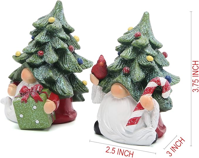 Hodao 2 PCS Christmas Tree Gnome Decorations Xmas Gnomes Figurines Decor Handmade Elf Scandinavian Tomte Gnomes Figurines for Xmas Decor Gift - Christmas Party Home Gnome Decorations