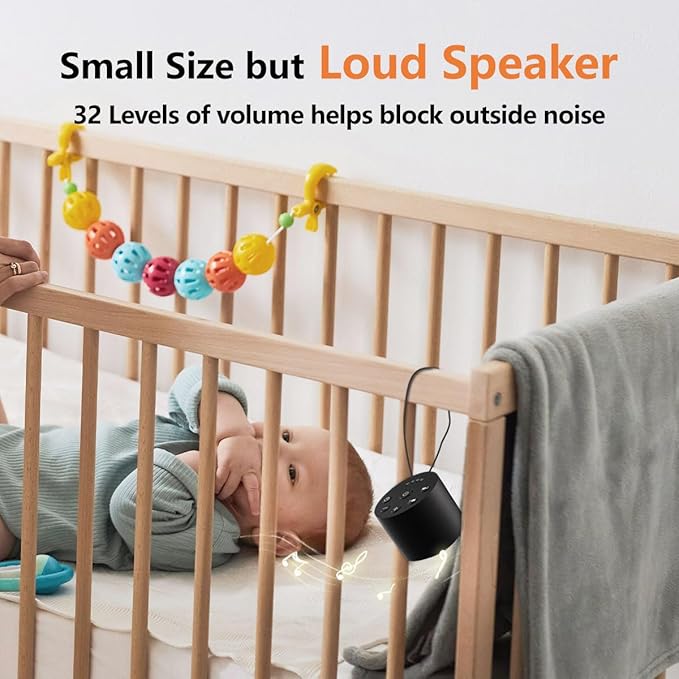 Color Noise Sleep White Noise Portable Sound Machines with 30 Soothing Sounds 32 Levels Volume Compact 4 Timer Options Auto-Off and Memory Function for Travel Home Everyone