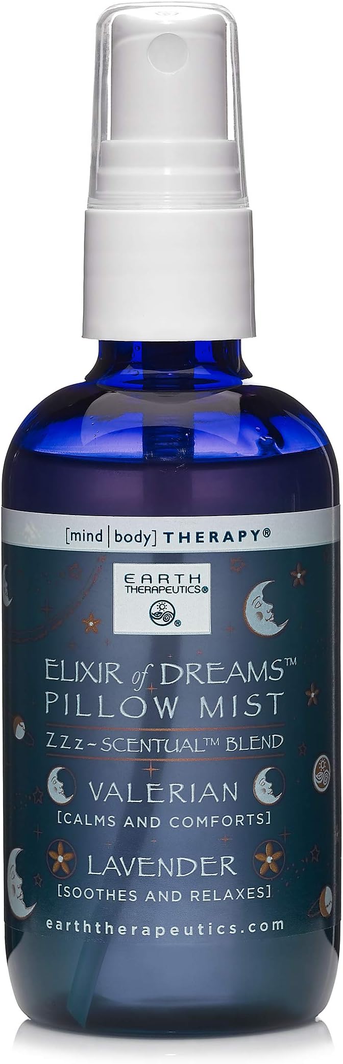 Earth Therapeutics Elixir of Dreams Pillow Mist – Natural Mist with Therapeutic Essences of Valerian Root & Lavender – Natural Relaxation Aid