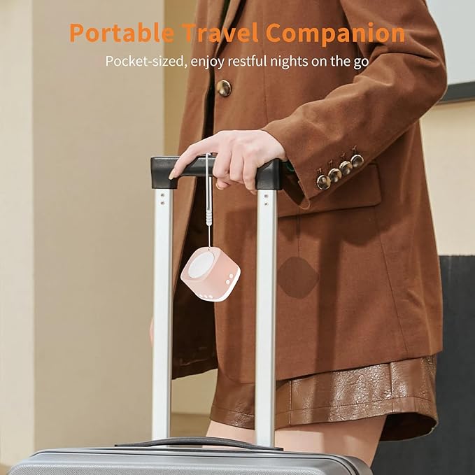 Portable White Noise Machine,Mini Sound Machine for Travel with Breathing Night Light,16 Soothing Sounds,Timer,Rechargeable Brown Noise Machines for Sleeping Adults Gift,Office Privacy,Home (Orange)