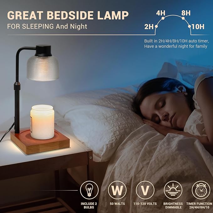 KLL Candle Warmer Lamp with Timer: Christmas Gifts for Women, Birthday Gifts for Women Mom - Vintage Home Decor - House Warming Gifts New Home - Wax Melt Warmer for Jar Candles