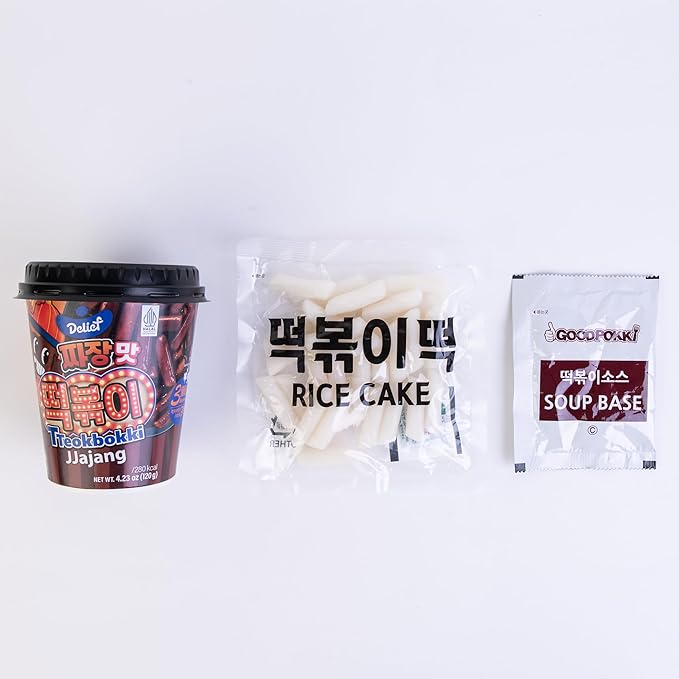 DELIEF Tteokbokki Cup Jjajang Flavor 4.23oz(120g) Korean Street Food Korea Instant Rice Cake Snack, 2 Packs