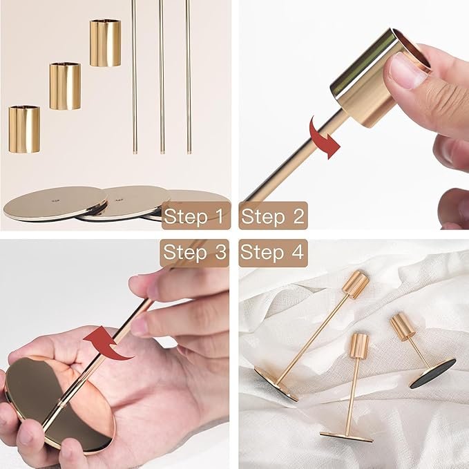 Gold Candlestick Holders Bulk for Taper Candles Decorative Metal Candelabra Candle Holders Fit 0.8 Inch Diameter Candles Gold Taper Candle Stands for Wedding Home Party Table Decor (Set of 45)