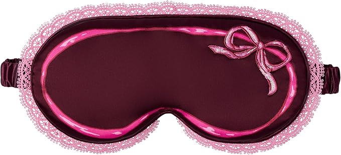 slip Lovely Lashes Gift Set – Cutie Pie Edition – Crimson Pure Silk Contour Sleep Mask with Lace Trim & Complimentary Travel Case – Lash-Friendly, Light-Blocking Eye Mask