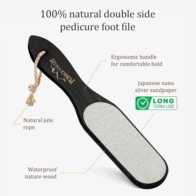 Pumice Stone Foot Scrubber - Pedicure Foot File with Handle for Dry Dead Skin - Callus Remover for Feet - Foot Scraper - Exfoliating Brush for Heels, Elbows, Hands
