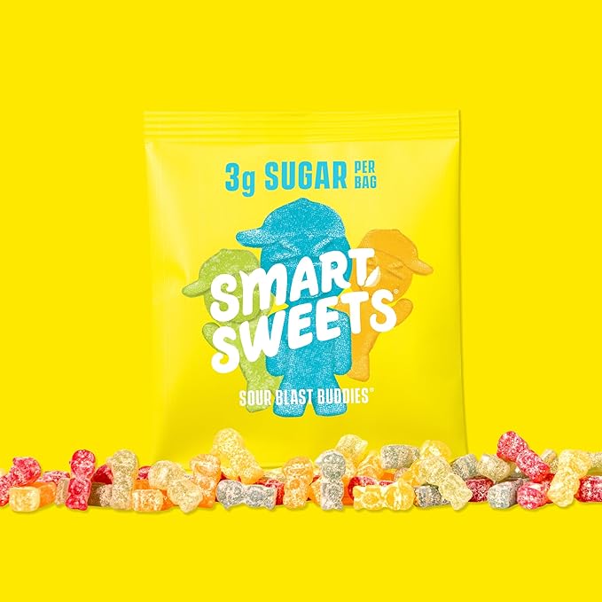SmartSweets Sour Blast Buddies, Low Sugar Gummy Candy (3g), Low Calorie (130), Gluten-Free -1.8oz (Pack of 6) Packaging may vary