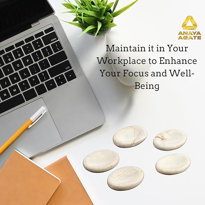 Scolecite Worry Stones – Crystal Thumb Worry Stone for Anguish, Stress – Relaxing & Soothing Balance Stones for Meditation, Relief – Healing Stones & Crystals for Men & Women