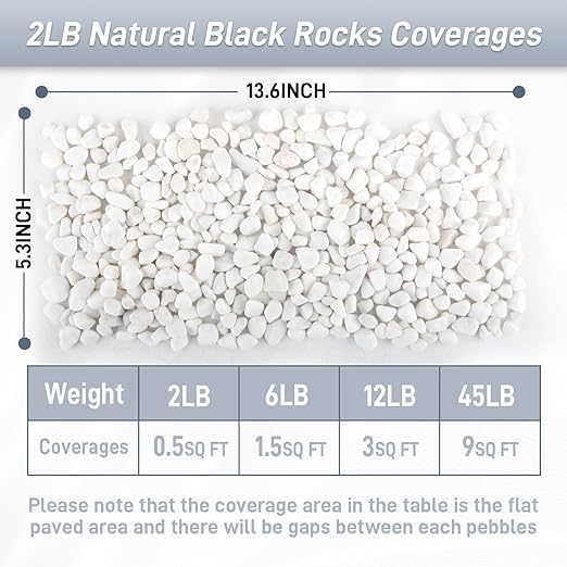 2Lb White Rocks for Plants, 1/4"-3/4" White Pebbles, Decorative Stones for Vases, Small Aquarium Gravel for Fish Tank Garden Rocks for Potted Plants & Home Decor