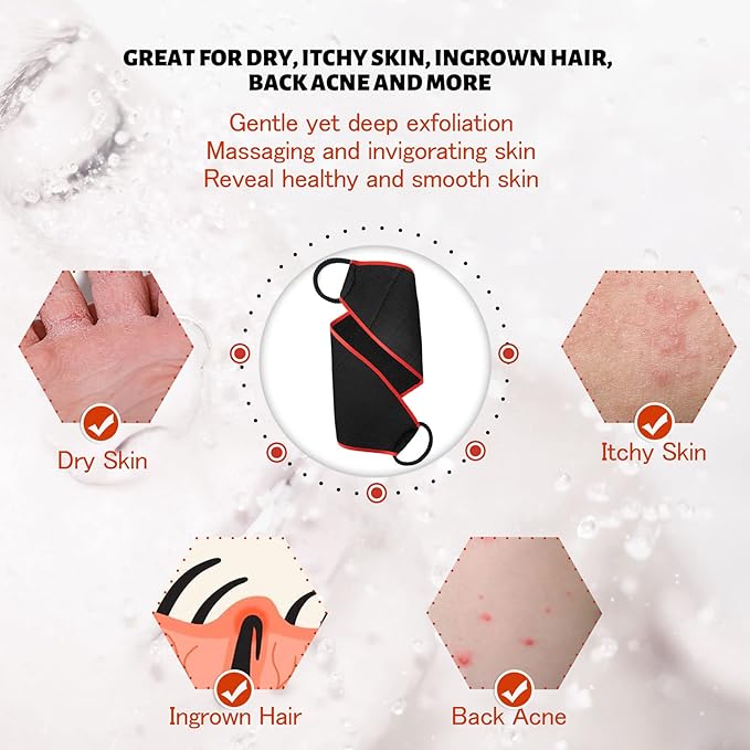 Evridwear Exfoliating Body Scrubber with Handles Back Washer Back Scrubber for Shower Bath Dry Skin Whole Body Deep Clean Men Women(Heavy)